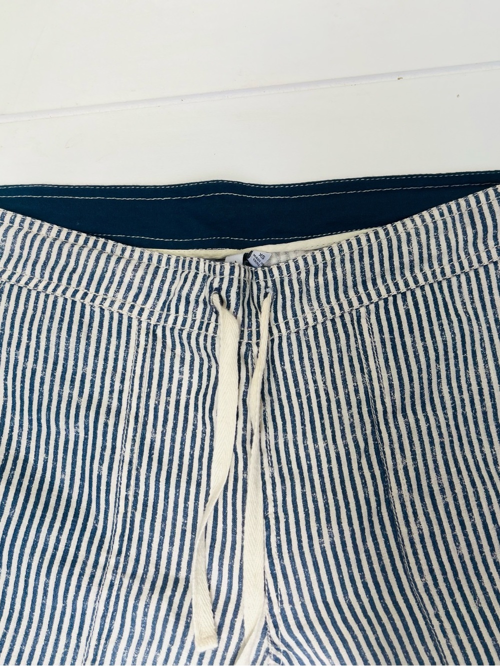 Michael Stars Striped 100% Linen Pull on Wide Leg Drawstring Pants XS
